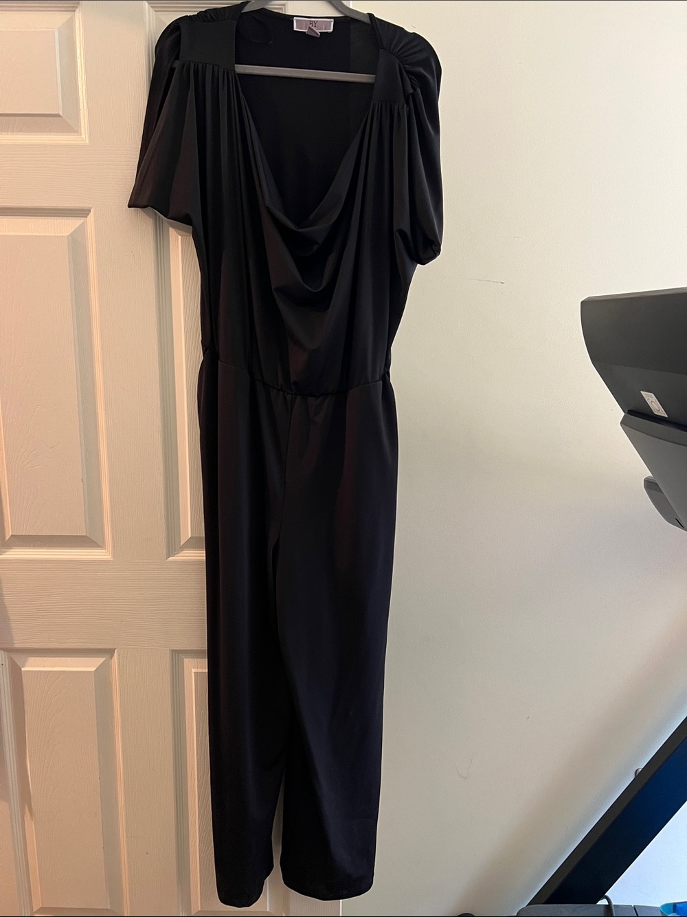 By Design Black Draped Neck Jumpsuit